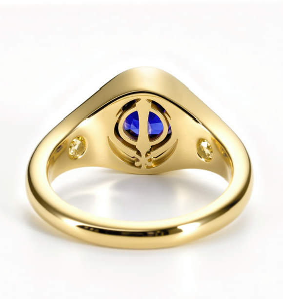 Ajai Signet Ring back view showing Khanda symbol
